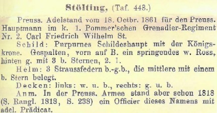 Auszug aus der Wappenrolle zum Stölting Wappen